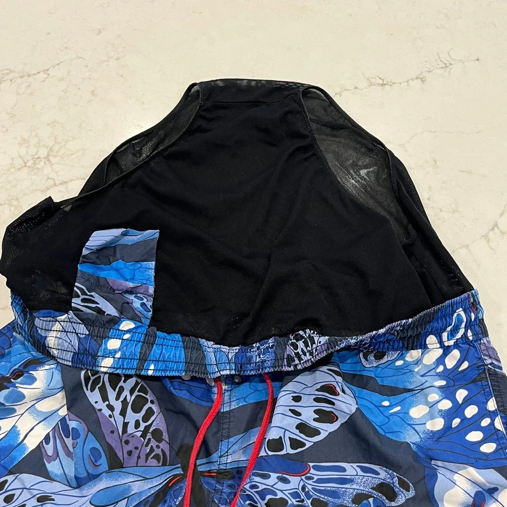 Polo‎ Ralph Lauren Swim Trunks Mens XXL Blue Cotton Nylon Dragonfly Wing Print